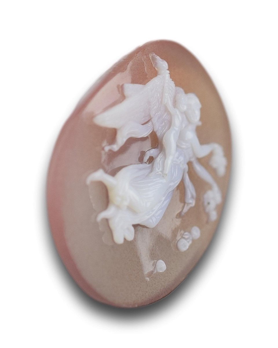 A Sardonyx Cameo Of Aurora And Cupid. Italian, 19th Century.-photo-1