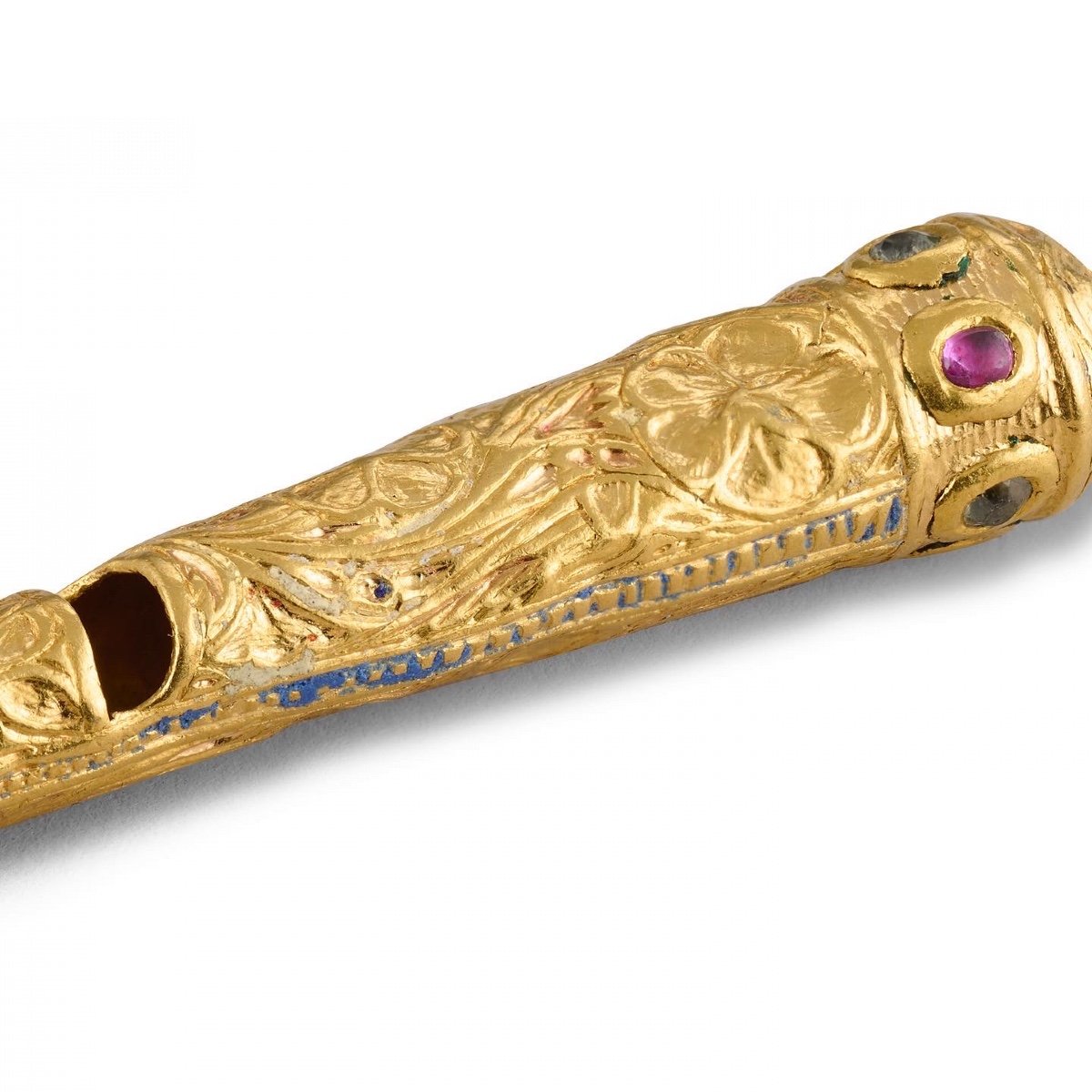 Mughal Gold And Enamel Hawking Whistle. Indian, Late 18th - Early 19th Century.-photo-2