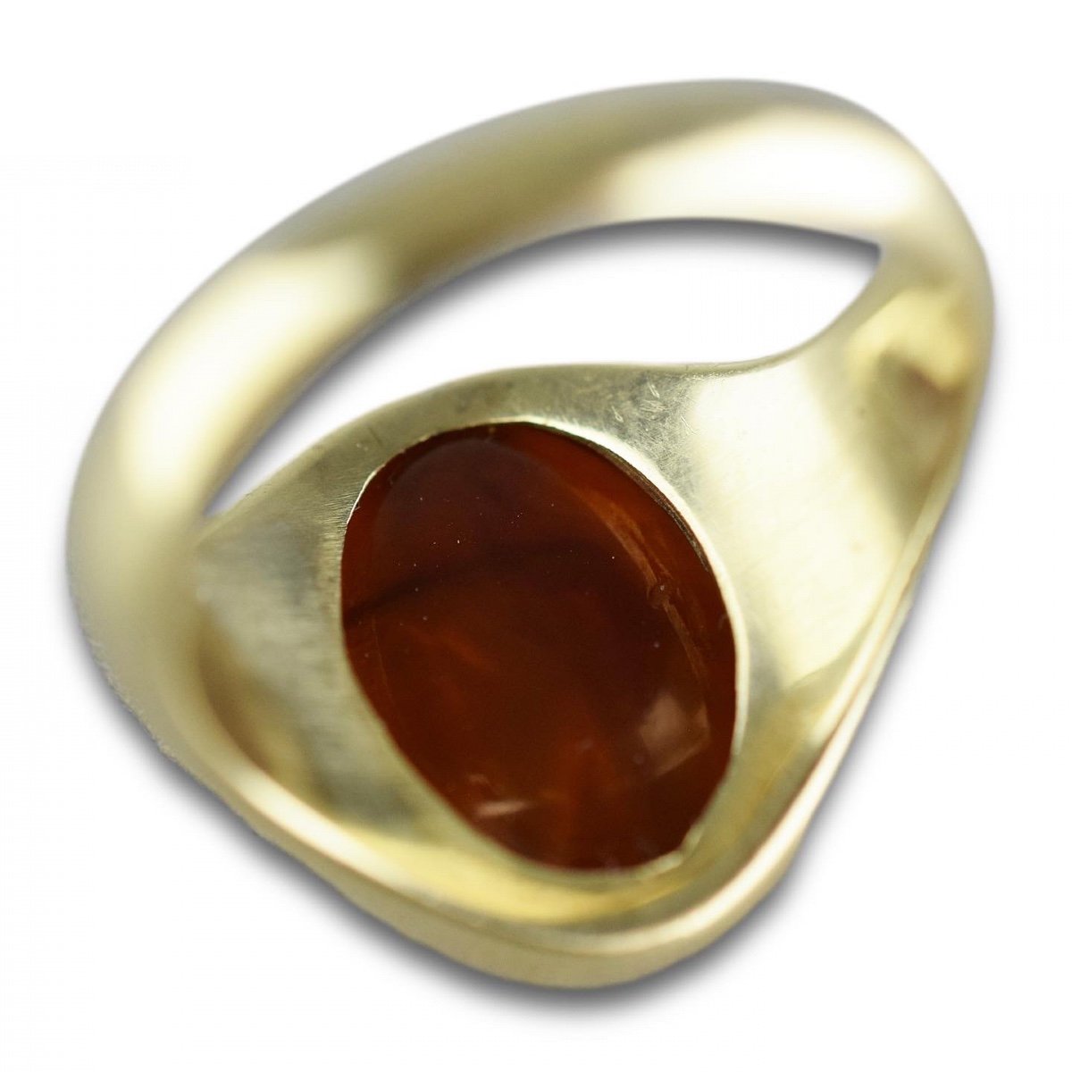 Bague En Or Avec Une Intaille En Cornaline Romaine Antique Du Dieu Mercure. -photo-4
