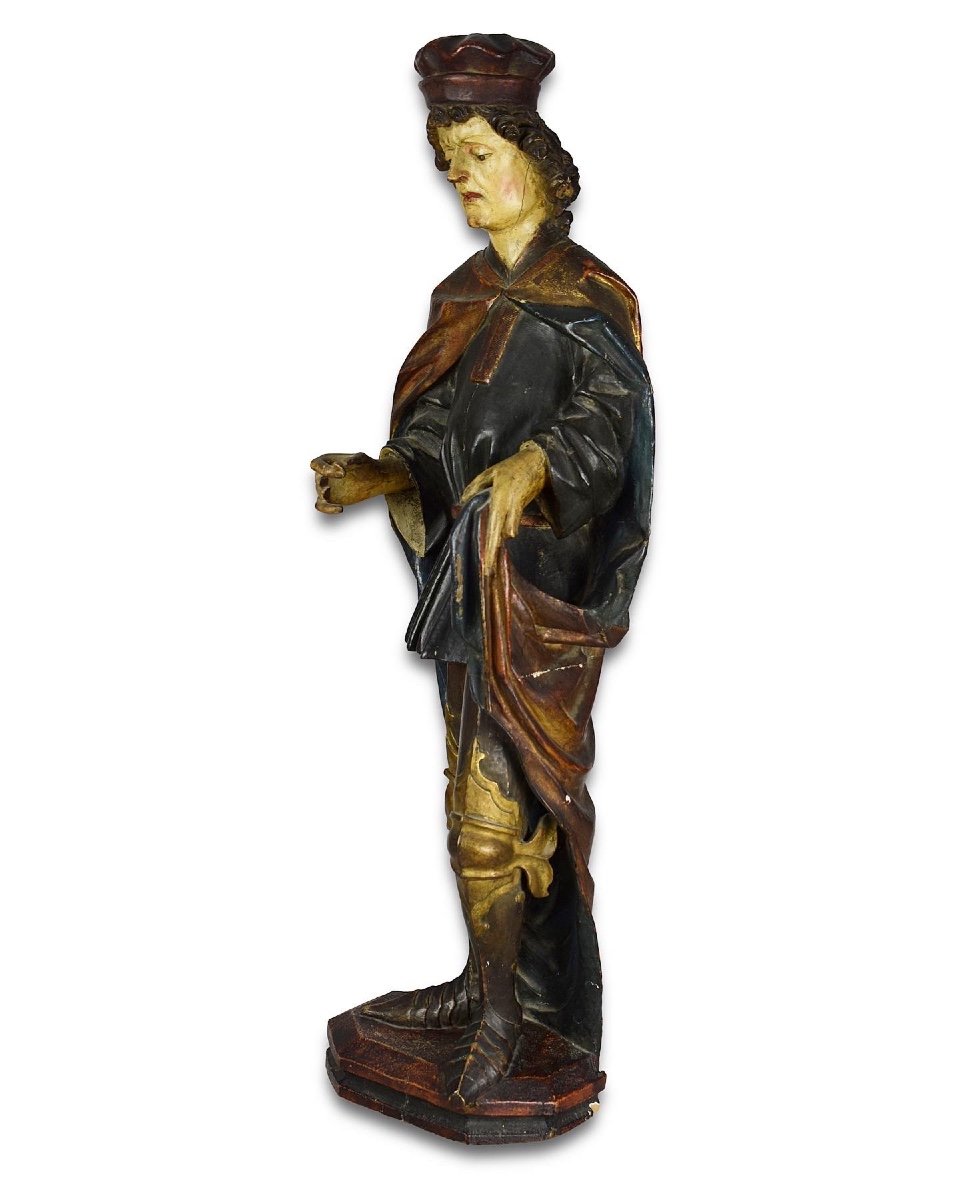 Polychromed Wooden Sculpture Of Saint Martin. South German, 16th Century.-photo-2