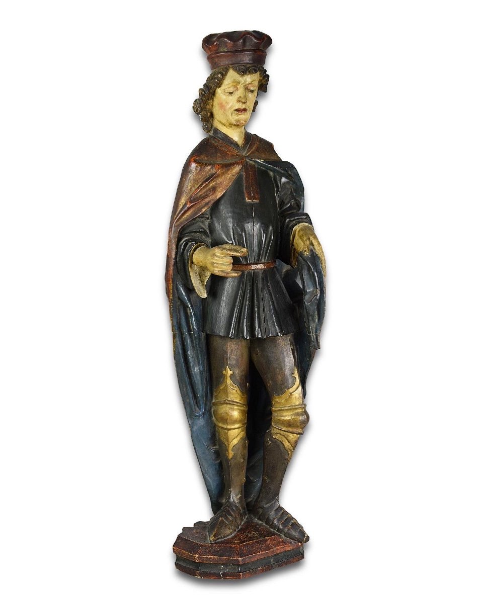 Polychromed Wooden Sculpture Of Saint Martin. South German, 16th Century.-photo-4