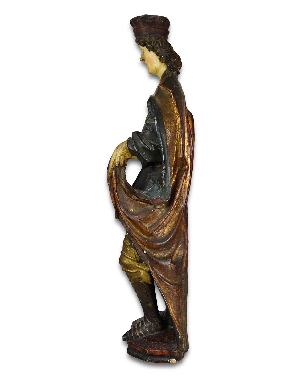Polychromed Wooden Sculpture Of Saint Martin. South German, 16th Century.-photo-1