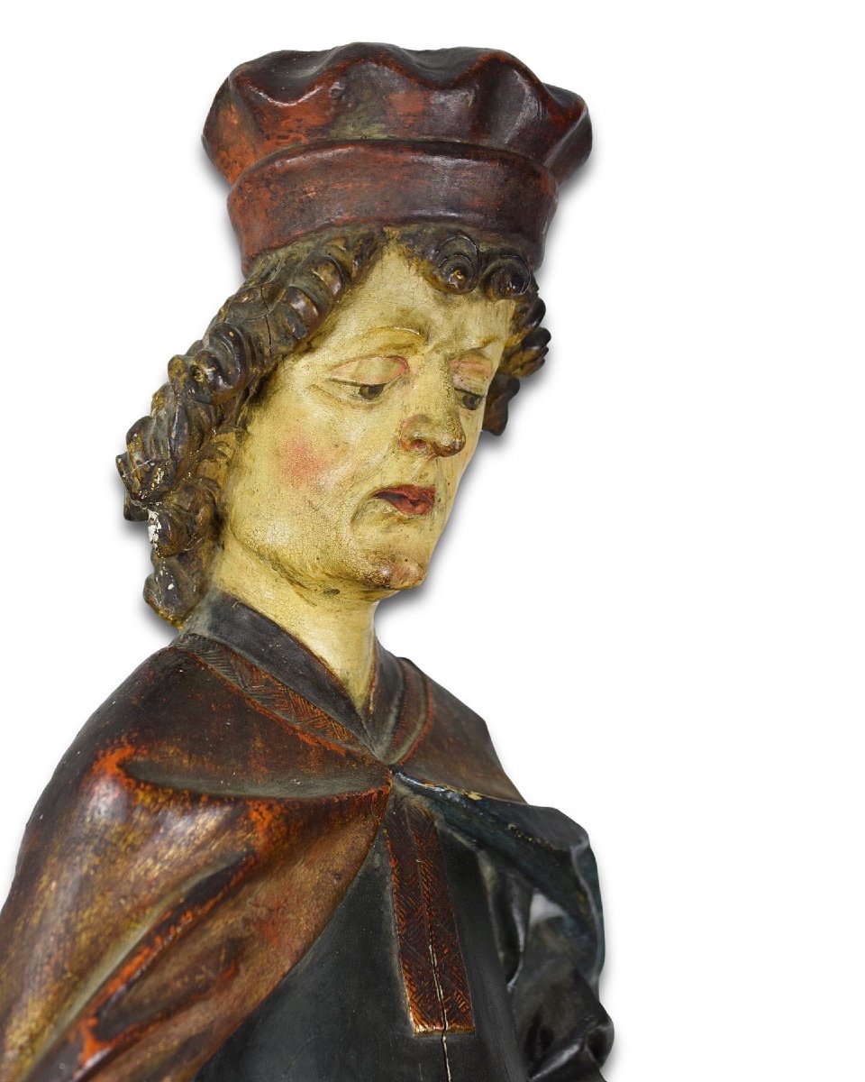 Polychromed Wooden Sculpture Of Saint Martin. South German, 16th Century.-photo-2