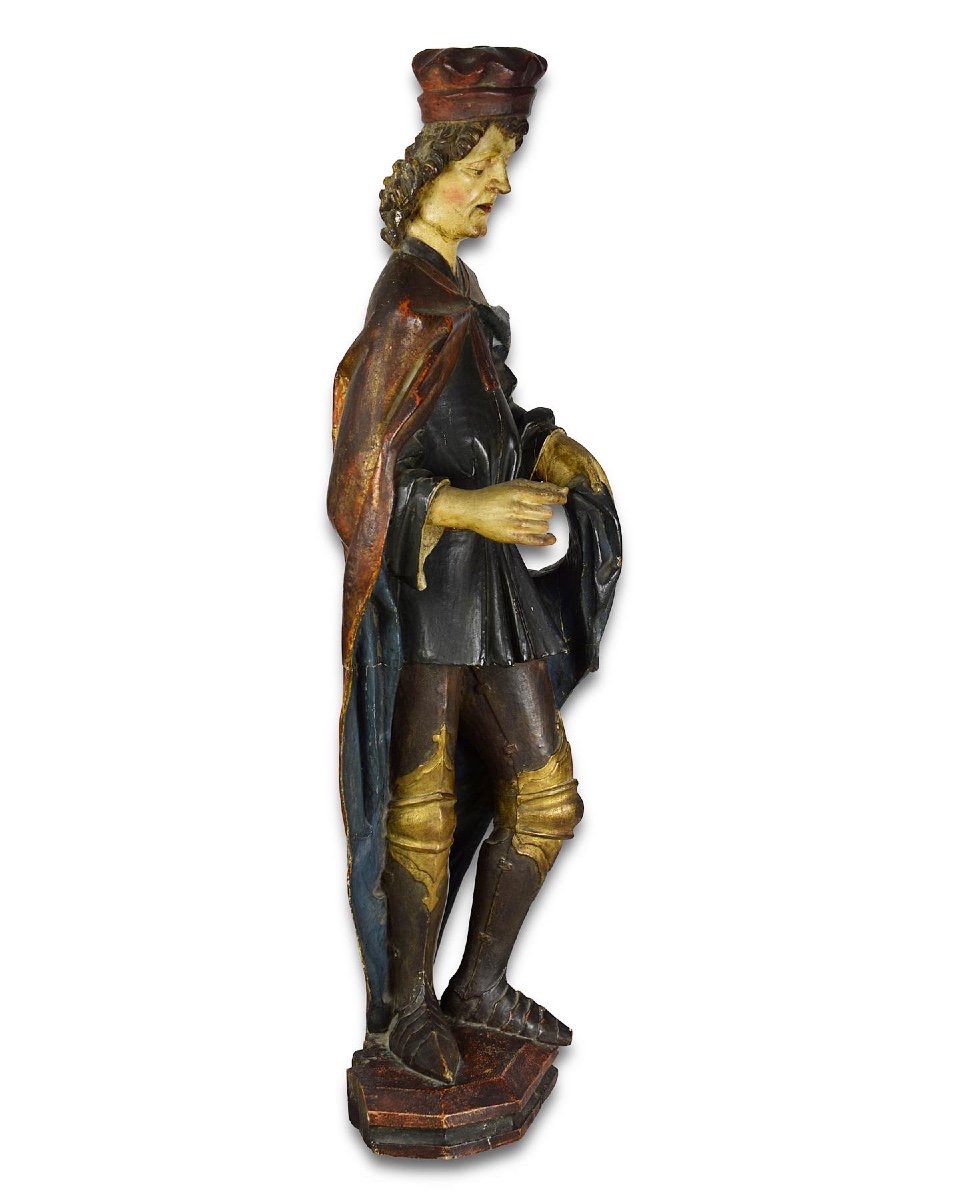 Polychromed Wooden Sculpture Of Saint Martin. South German, 16th Century.-photo-3