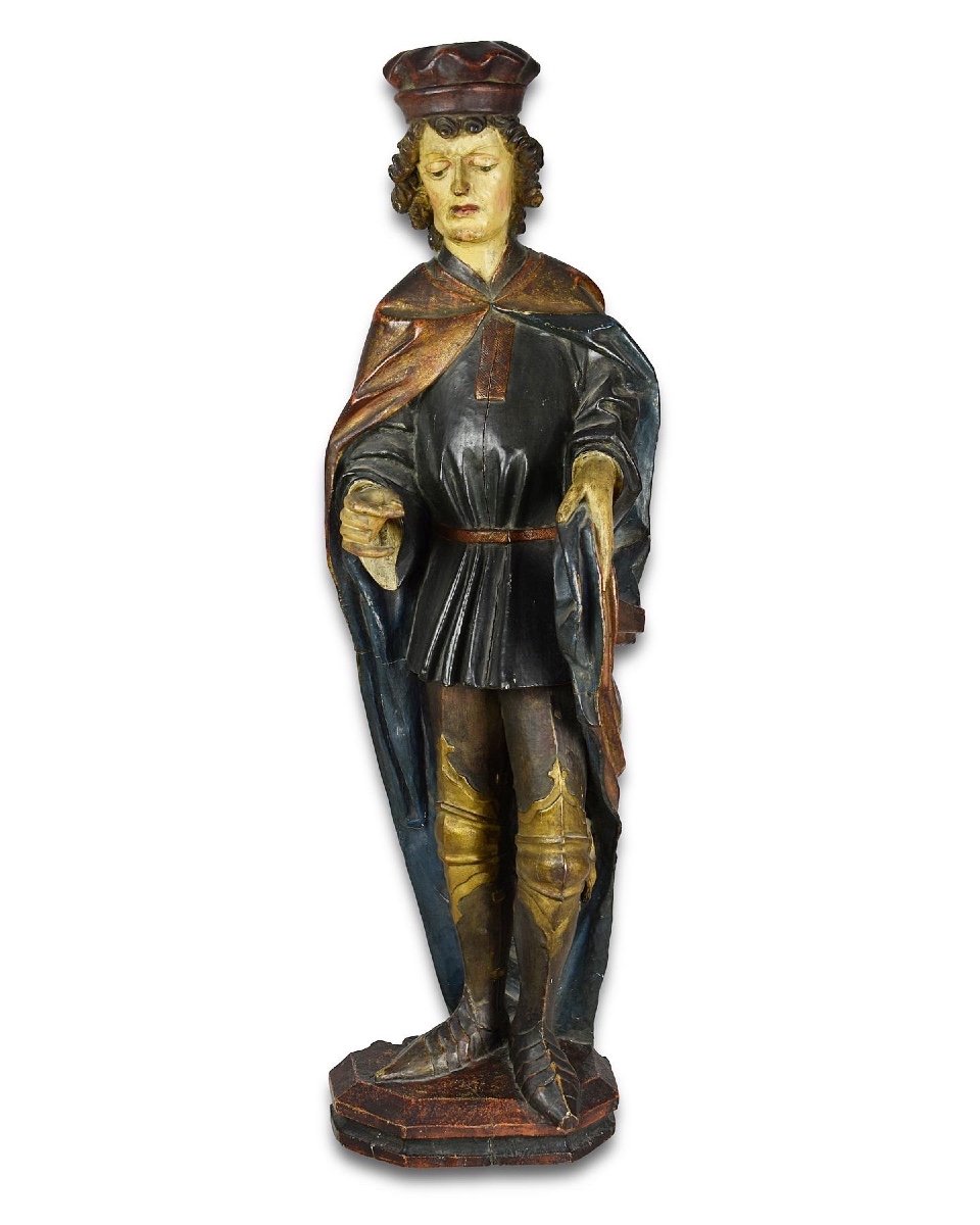 Polychromed Wooden Sculpture Of Saint Martin. South German, 16th Century.