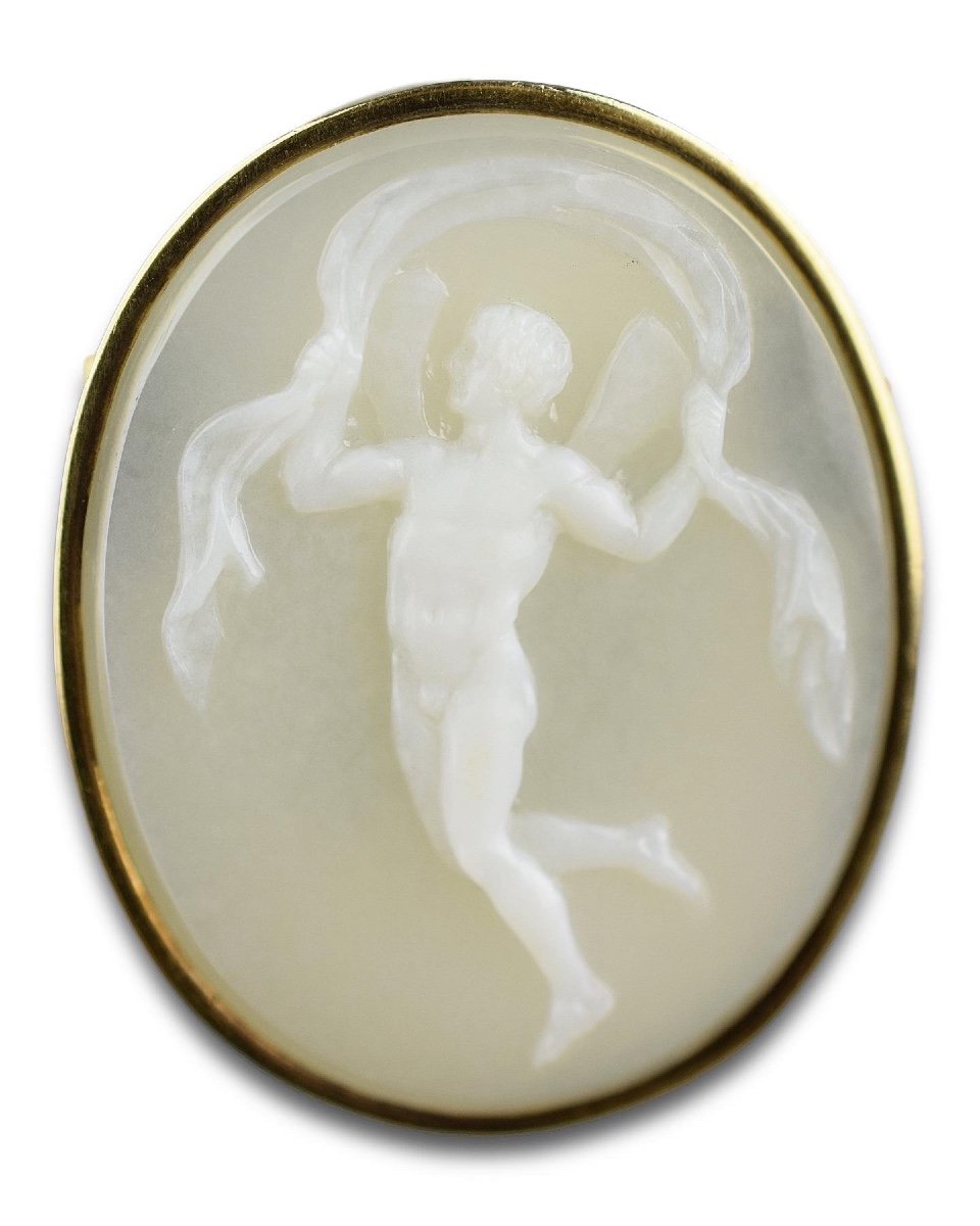 Sardonyx Cameo Of Cupid, Manner Of Pichler. Italian, 18th/19th Century.-photo-1