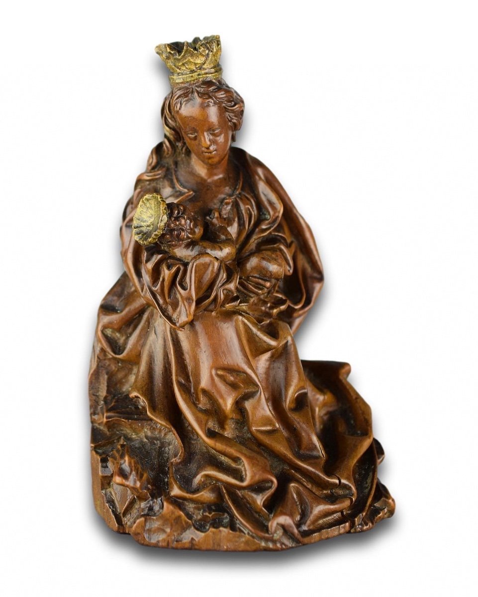 Intimate Gothic Sculpture Of The Nursing Madonna & Child. German, 16th Century.-photo-3