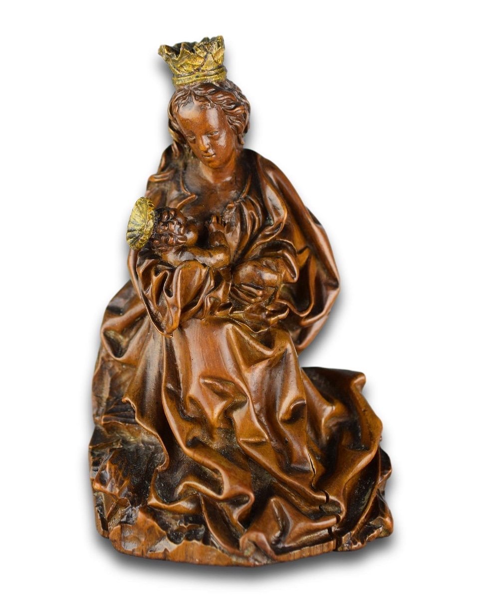 Intimate Gothic Sculpture Of The Nursing Madonna & Child. German, 16th Century.-photo-7