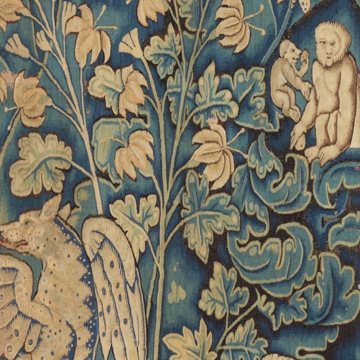 Feuilles De Choux Tapestry With Exotic Animals. Oudenaarde, 16th Century.-photo-3