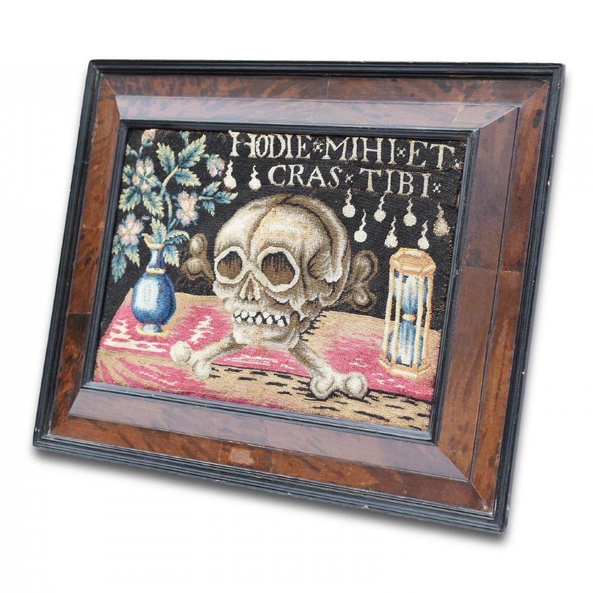 Exceptionally Rare Memento Mori Needlework. Flemish Or German, 17th Century.-photo-2
