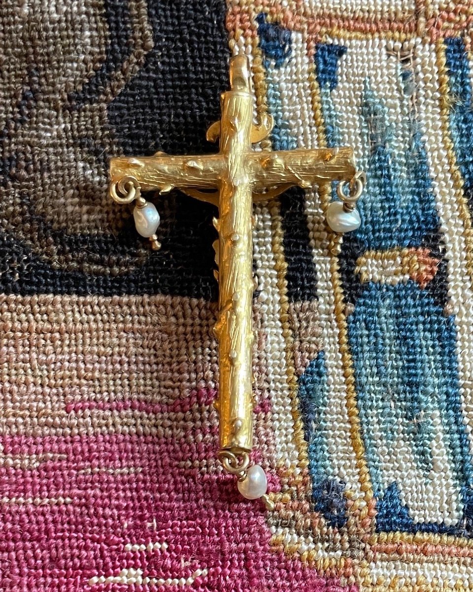 Gold & Enamel Crucifix Pendant With Baroque Pearls. Spanish, Late 16th Century.-photo-3