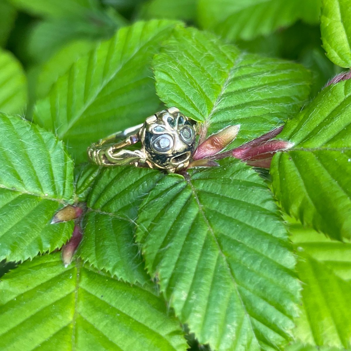 Bague Pomander En Or Et émail Avec Un Homme Vert. Italien, XVIIIe Siècle. -photo-3