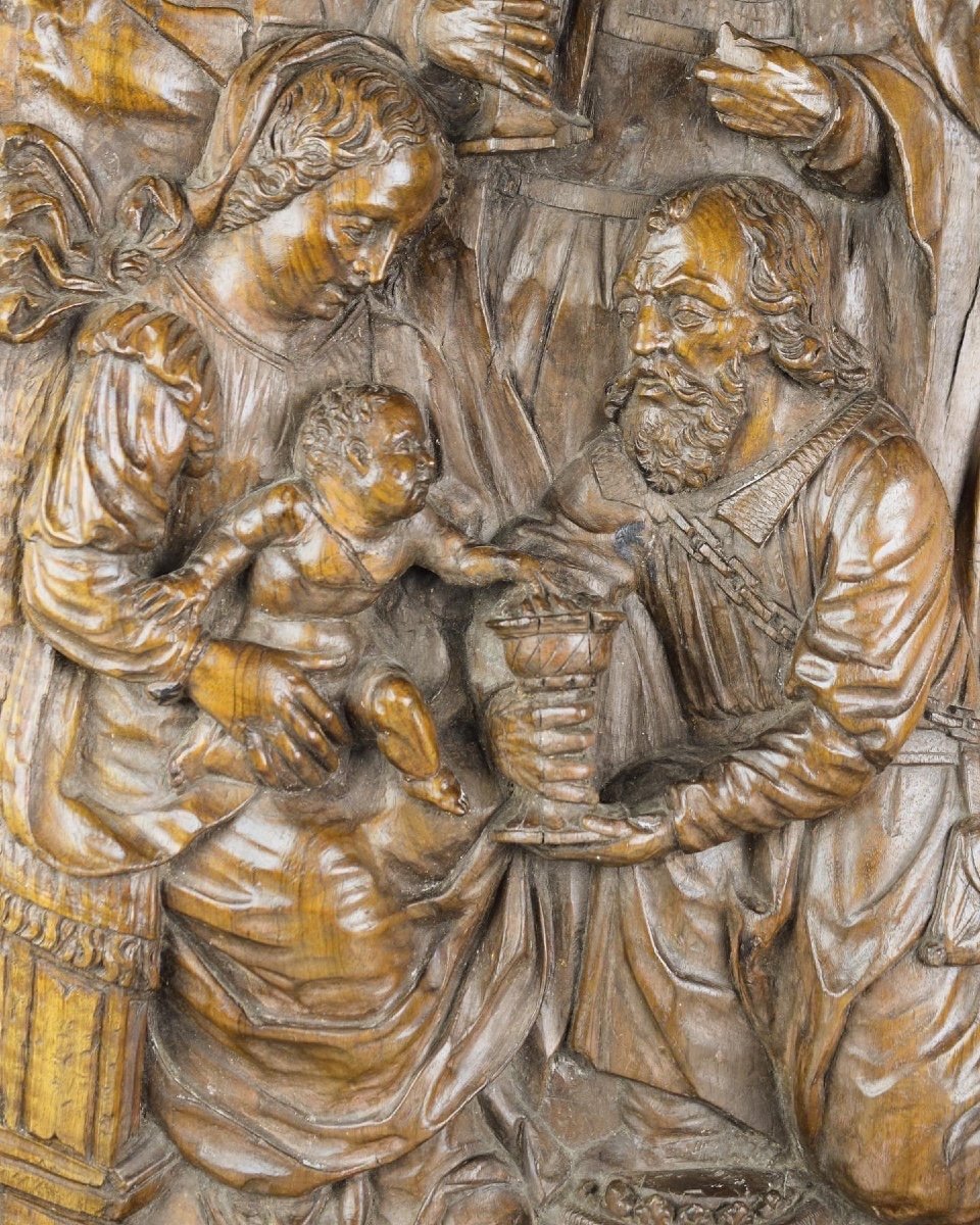 Relief En Noyer De l'Adoration Des Mages. Flamand, XVIe Siècle.   -photo-3
