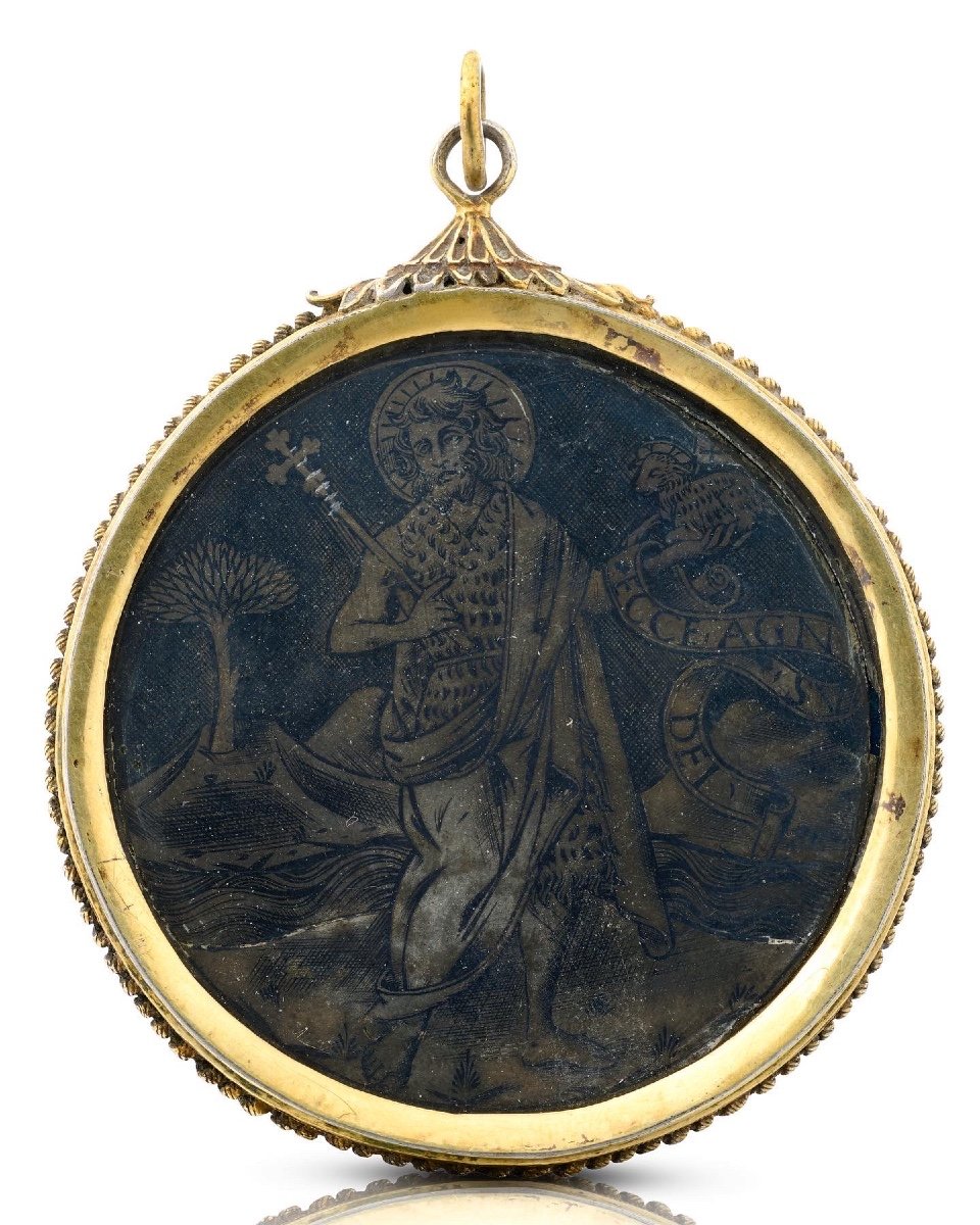 Pendentif Dévotionnel En Vermeil Et Niellé. Italien, XVe Siècle.  -photo-3