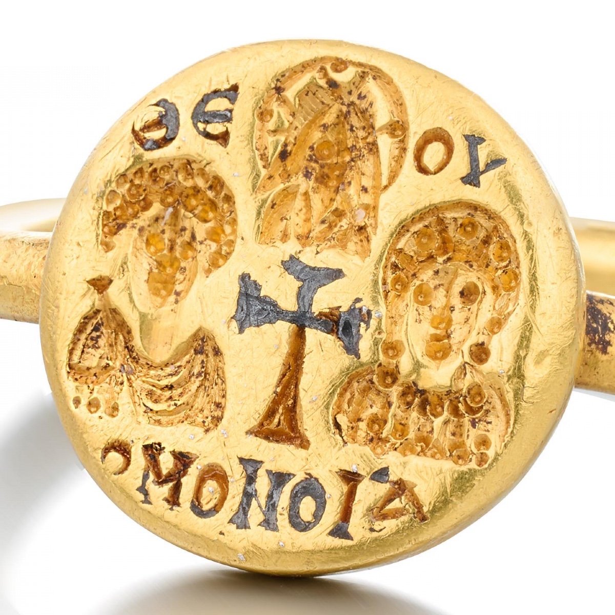 Alliance Incrustée d'Or Et De Nielle. Byzantin, 6e - 7e Siècle Après Jc.   -photo-2