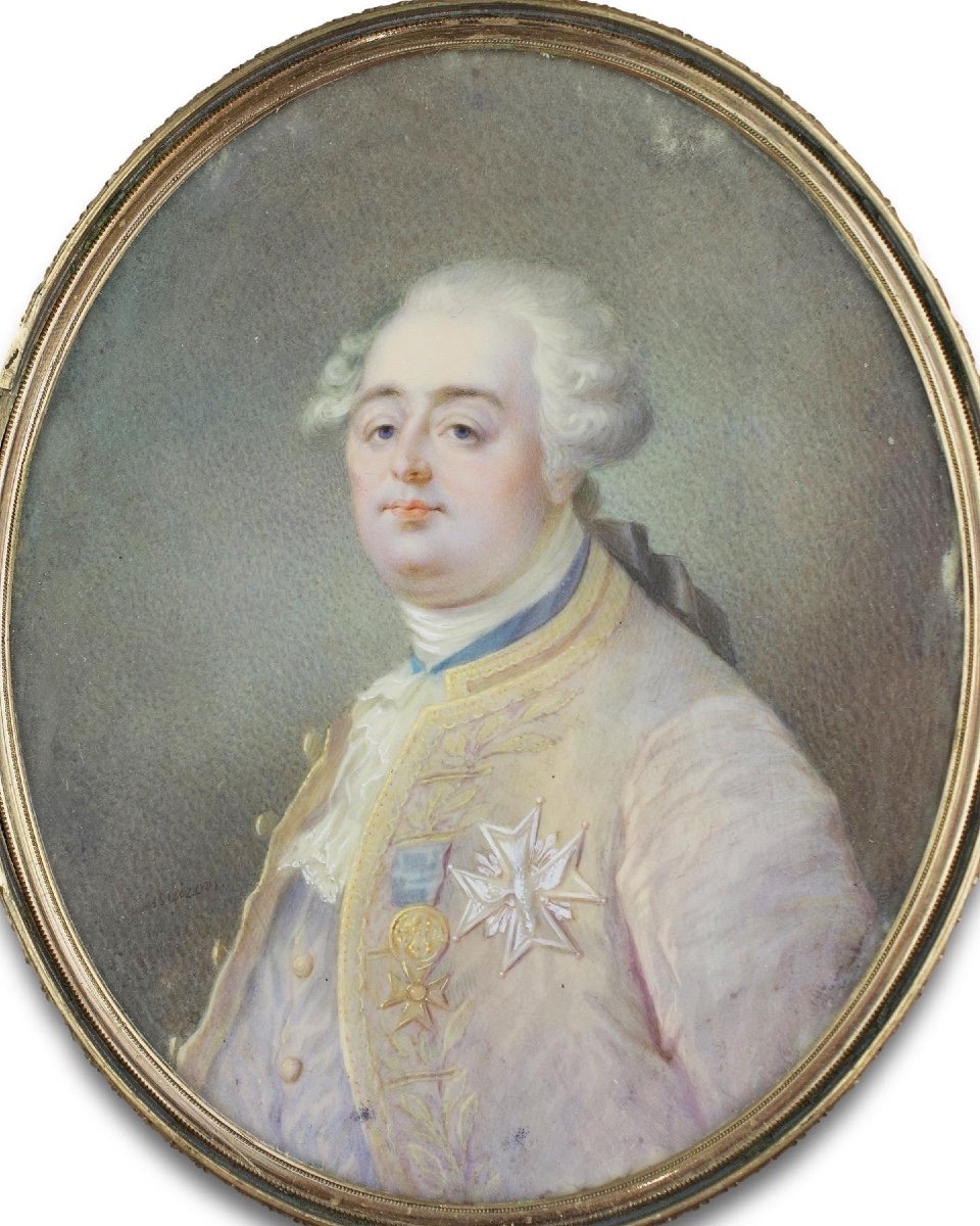Miniature En écaille Et Nacre Du Roi Louis XVI. Français, XVIIIe Siècle -photo-2
