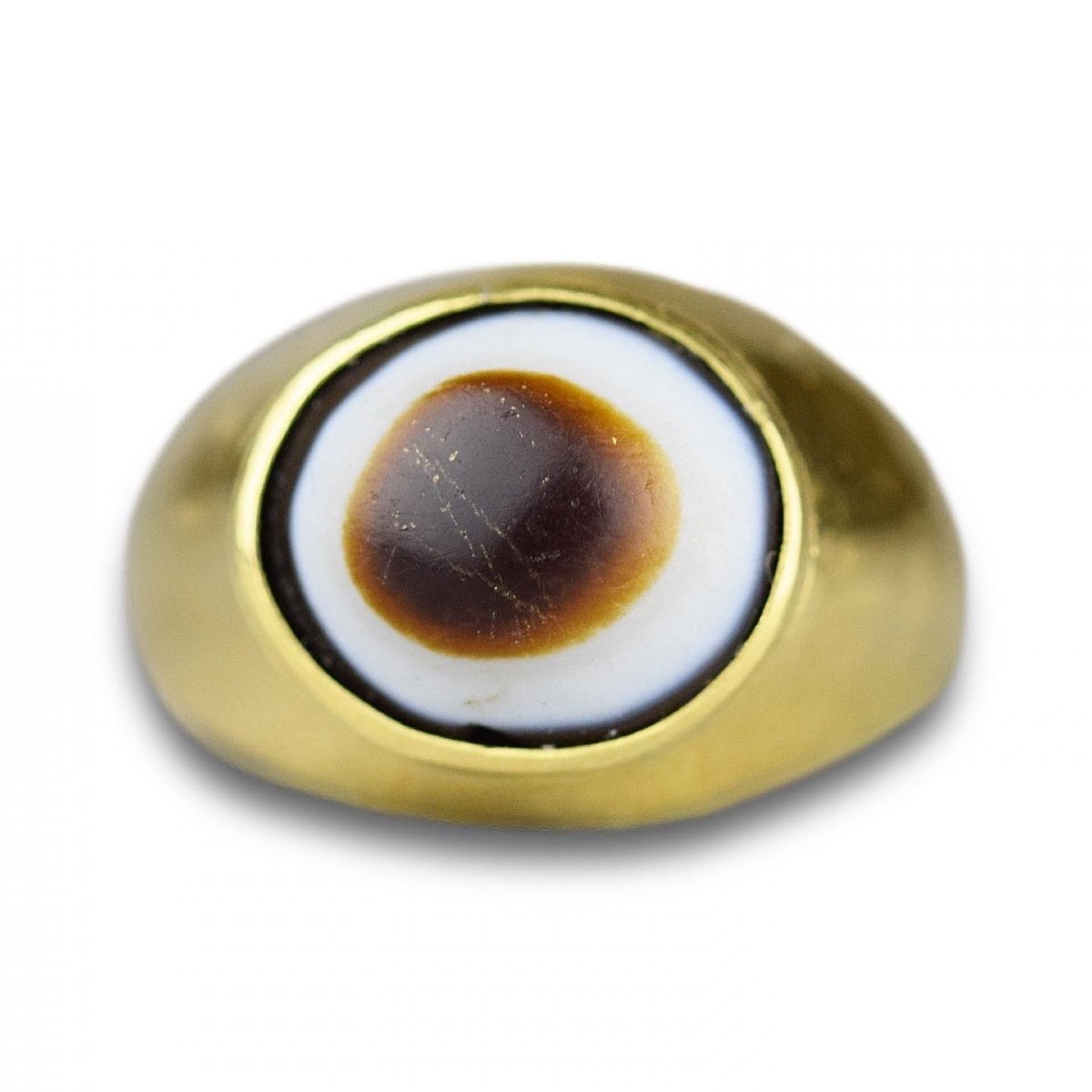 Bague Amulétique En Or à Haut Carat Sertie d'Un Ancien « œil » Apotropaïque.-photo-6