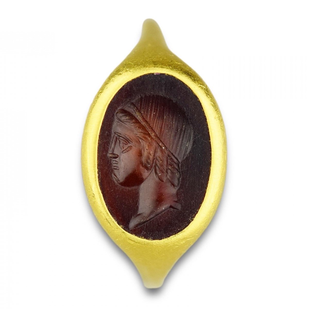 Gold Ring With A Fine Hellenistic Sard Intaglio Of A Youth, 3rd - 2nd Century Bc-photo-4