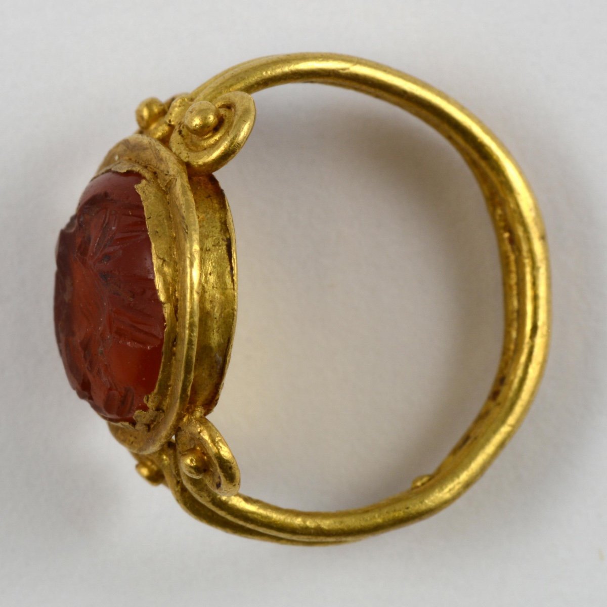 Ancient Gold Ring With An Agate Intaglio Of A Fly. Roman, 2nd - 3rd Century Ad.-photo-8