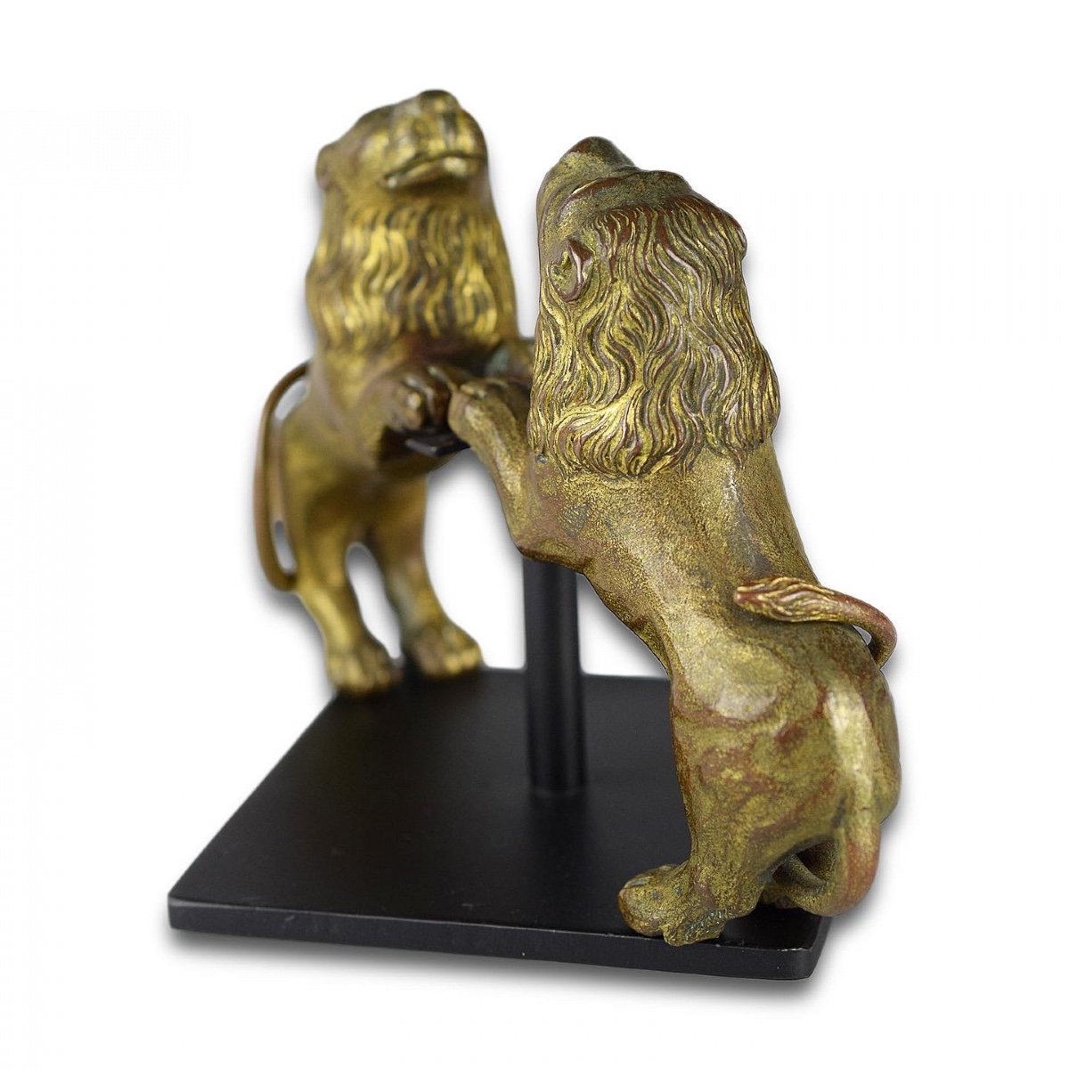 Paire De Modèles De Lions Renaissance En Bronze Doré. Italien, XVIe Siècle.   -photo-4