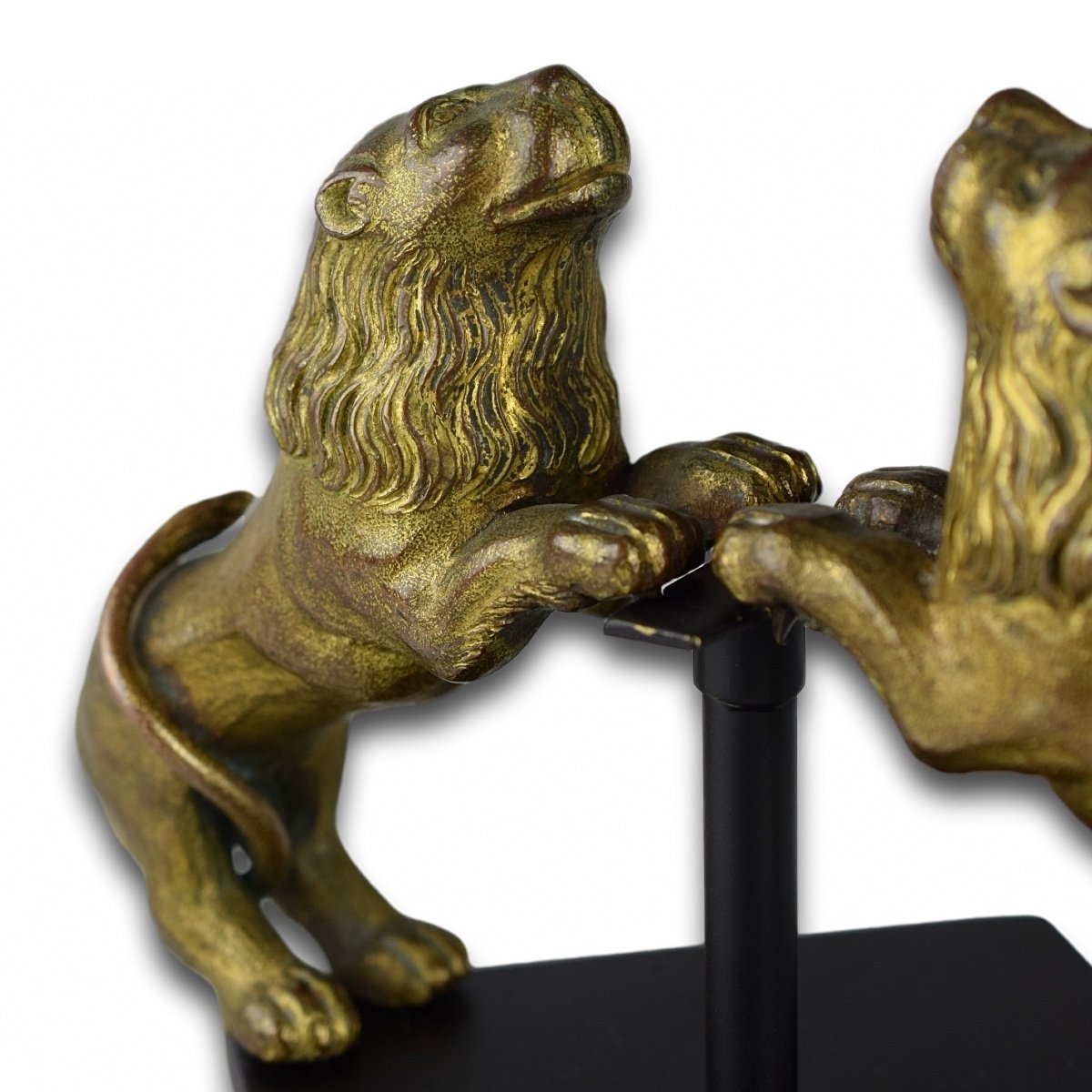 Paire De Modèles De Lions Renaissance En Bronze Doré. Italien, XVIe Siècle.   -photo-6
