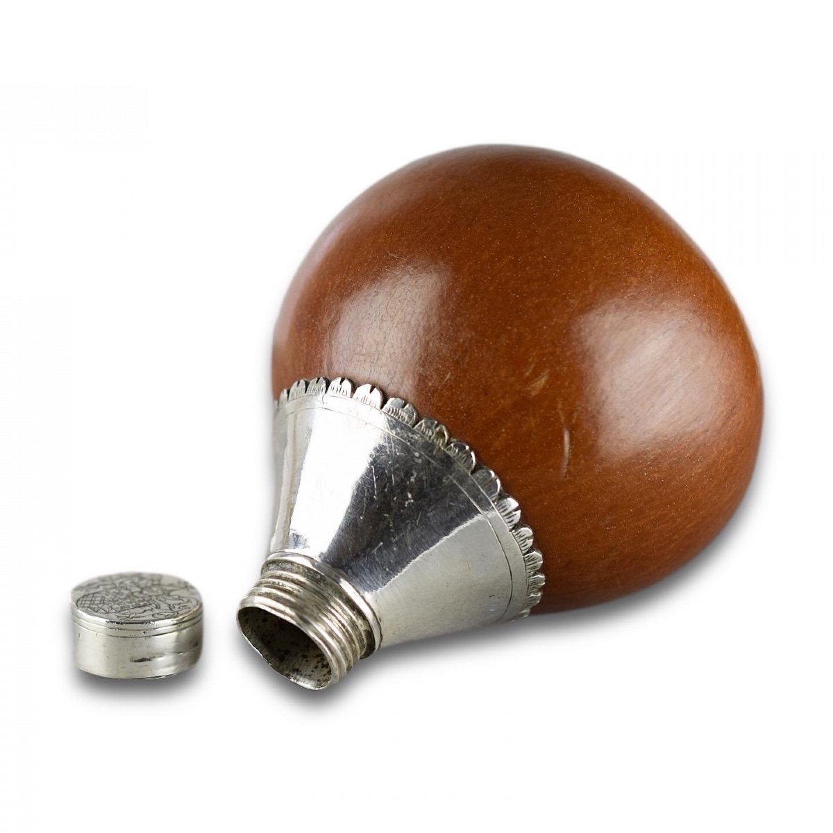 Silver Mounted Gourd Flask. English, Mid 18th Century.-photo-3