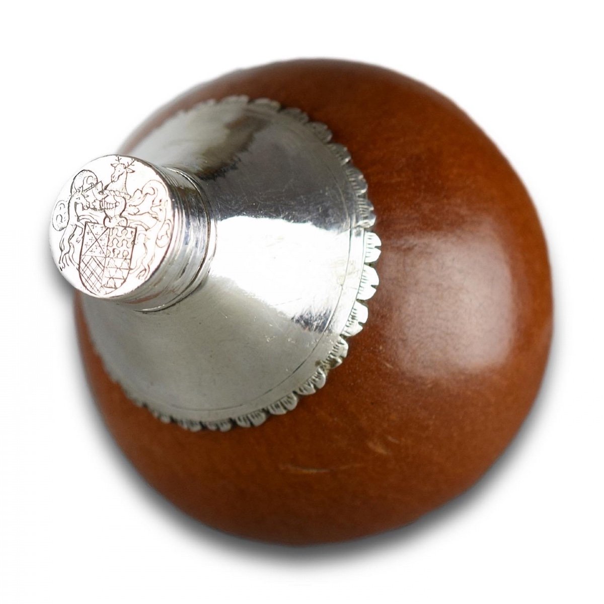 Silver Mounted Gourd Flask. English, Mid 18th Century.-photo-6