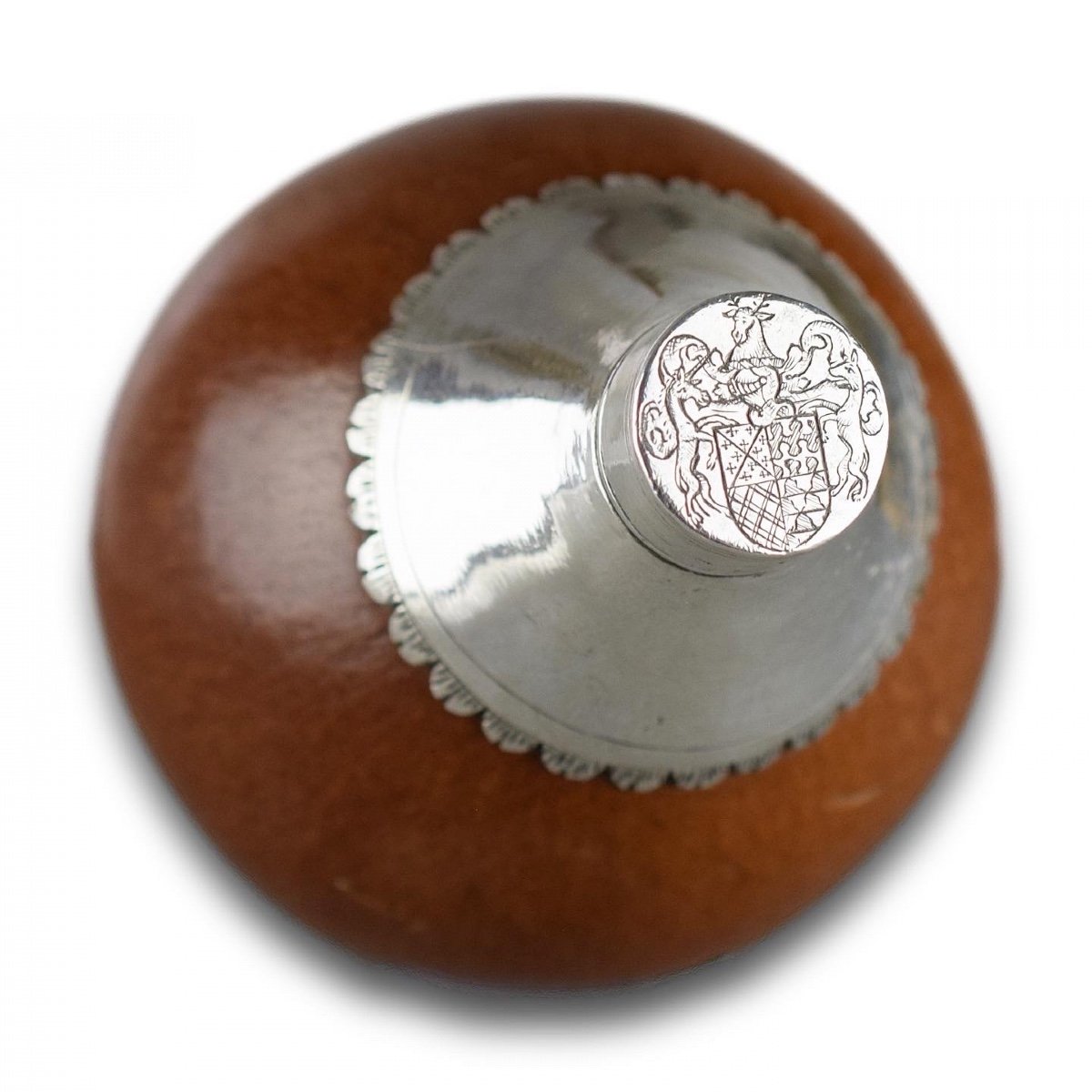 Silver Mounted Gourd Flask. English, Mid 18th Century.