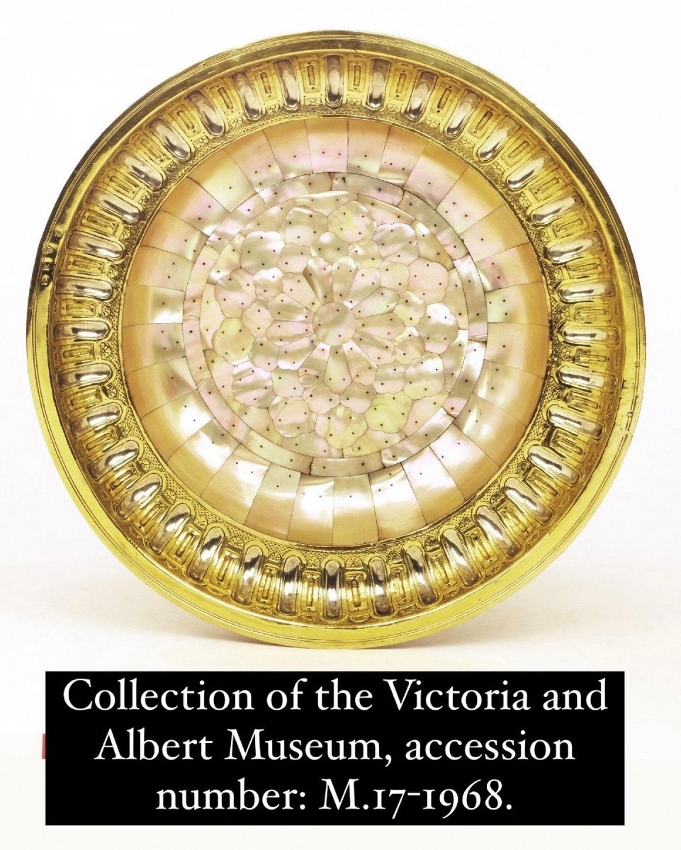 Indo-portuguese Mother Of Pearl Dish. Gujarat, 16th / 17th Century.-photo-2