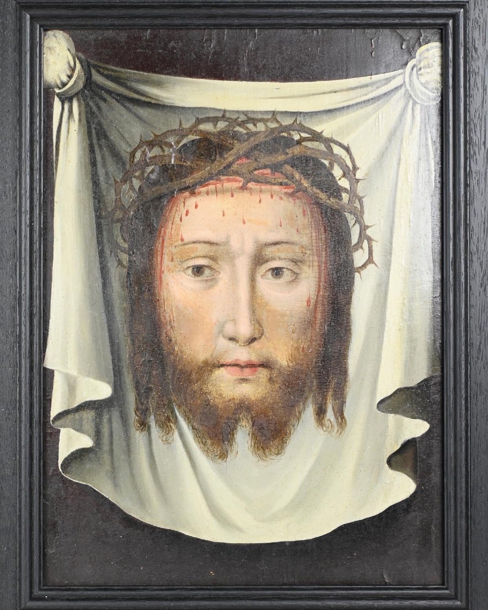 Peinture à l'Huile Du Voile De Véronique. Français, XVIIe/xviiie Siècle.  -photo-3