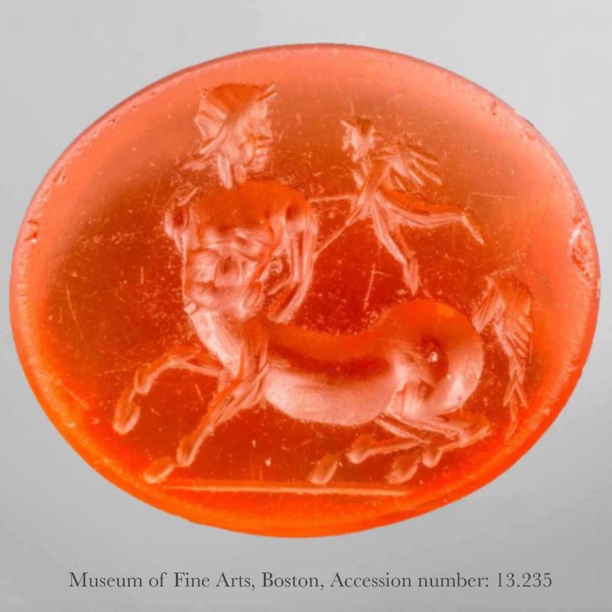 Bague En Or Avec Une Intaille d'Ardoise Représentant Cupidon Et Un Centaure. Romain, 1erc Avant-photo-5