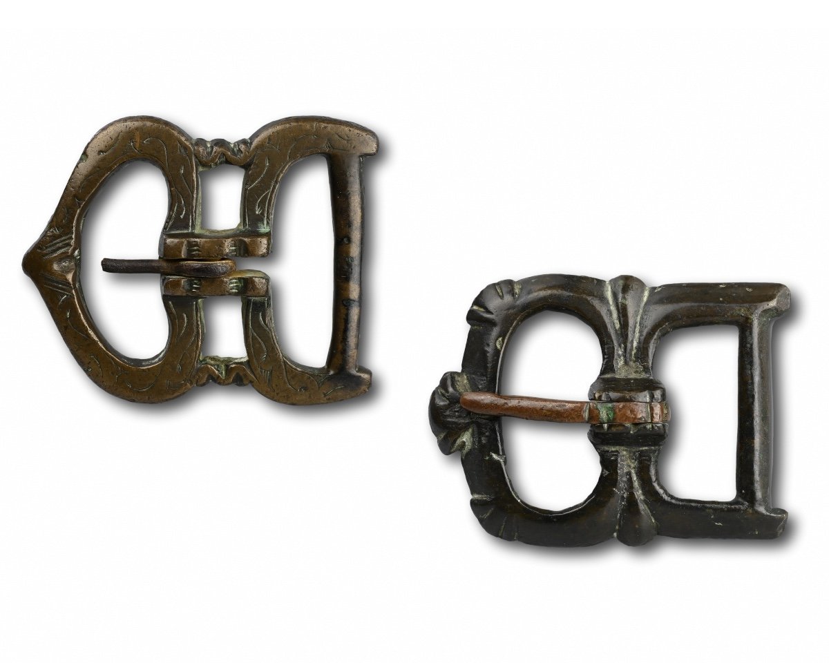Two Large Medieval Bronze Buckles. French Or English, 15th / 16th Century.-photo-7