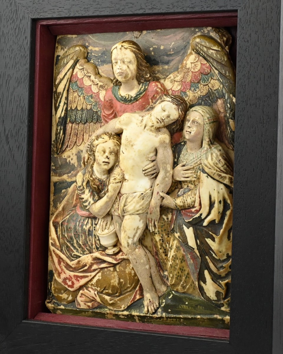 Exceptional Huamanga Relief Of The Descent Of Christ. Ayacucho, 17th Century.-photo-3