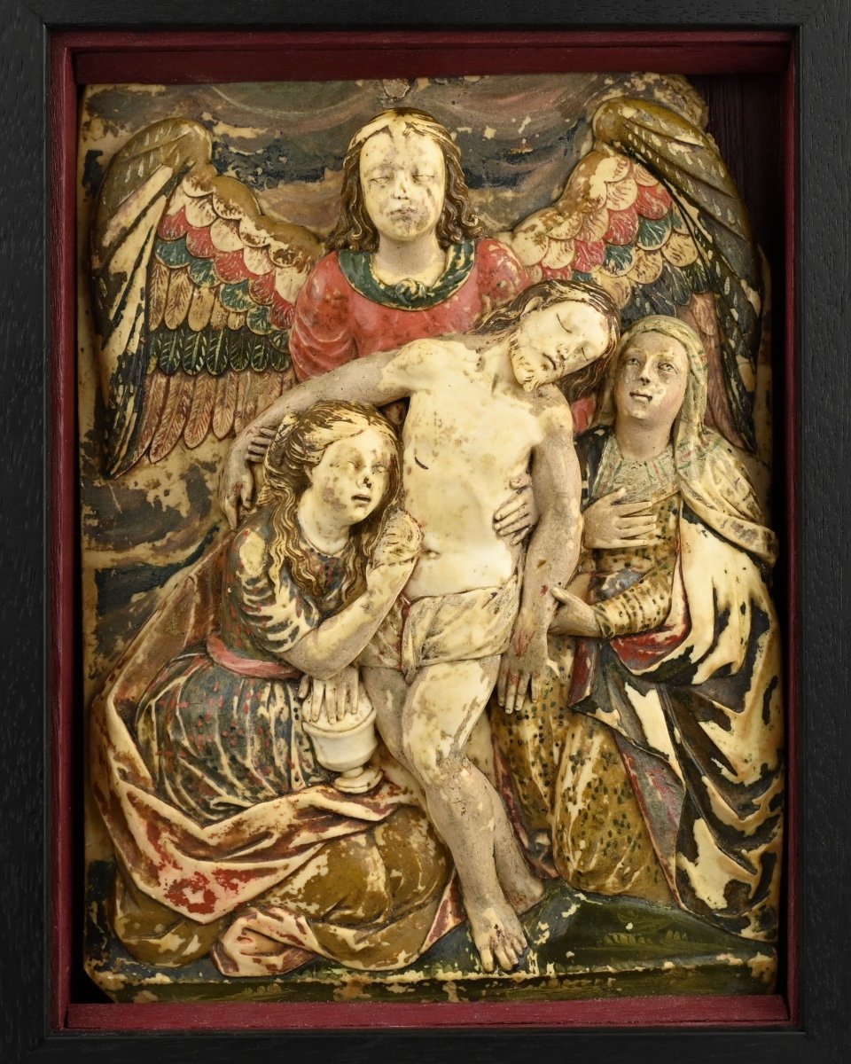 Exceptional Huamanga Relief Of The Descent Of Christ. Ayacucho, 17th Century.-photo-1