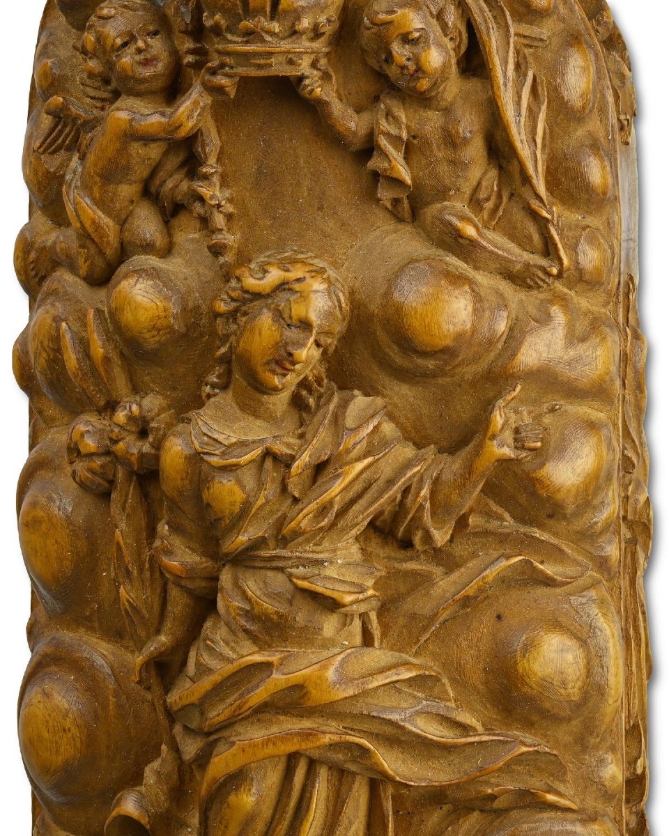 Retable De Pèlerins En Buis Finement Sculpté. Allemagne, Bohême, Début Du XVIIIe Siècle.  -photo-1