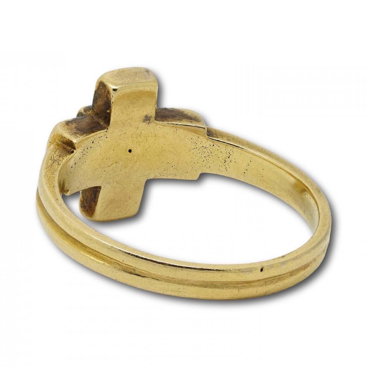 Cruciform Ring With Five Rose Cut Diamonds. English, 19th Century.-photo-2