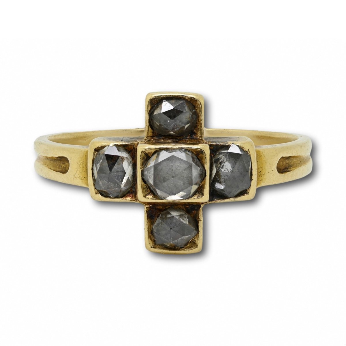 Cruciform Ring With Five Rose Cut Diamonds. English, 19th Century.-photo-5