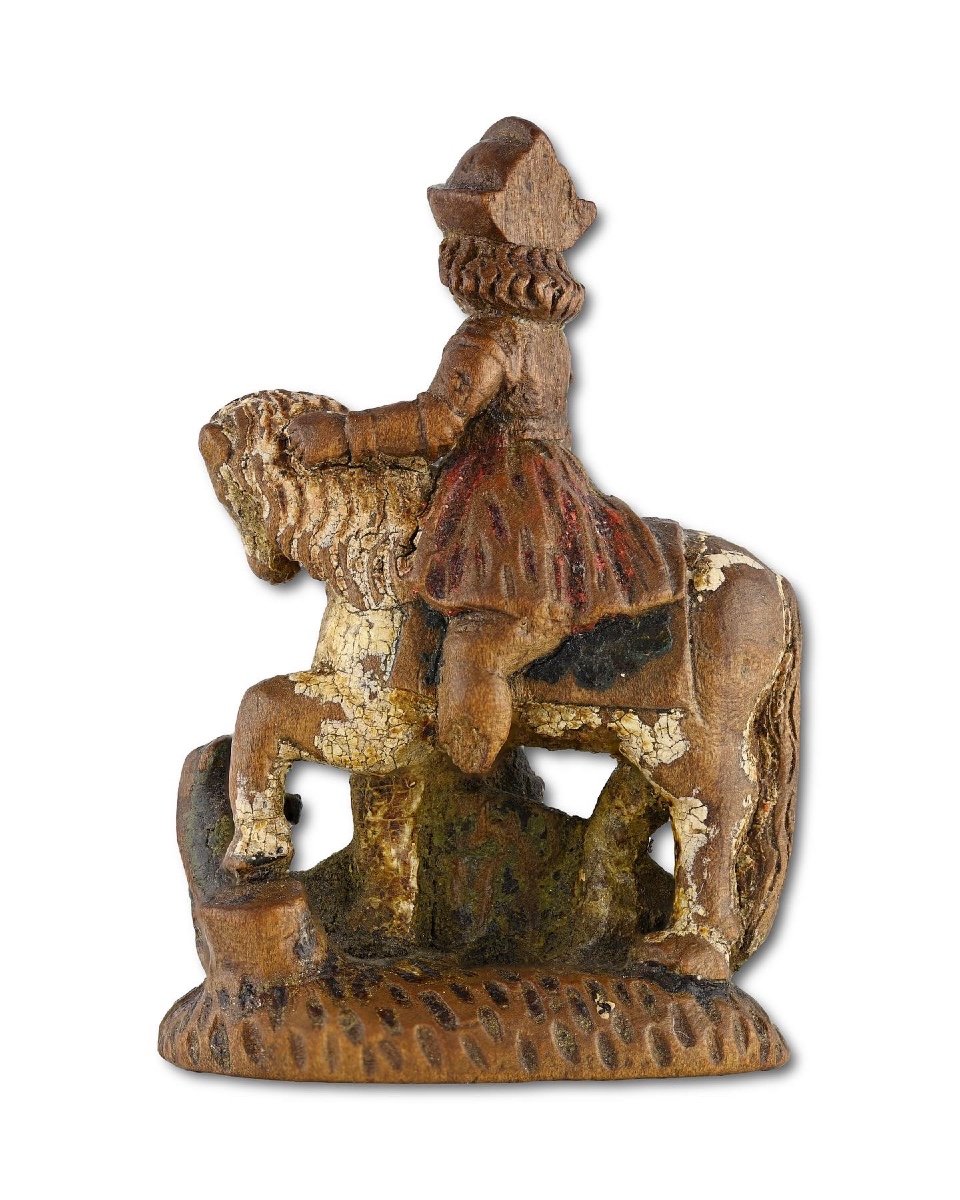 Pièce d'échecs Miniature Représentant Saint Georges Terrassant Le Dragon. Allemand, XVIe Siècle-photo-3