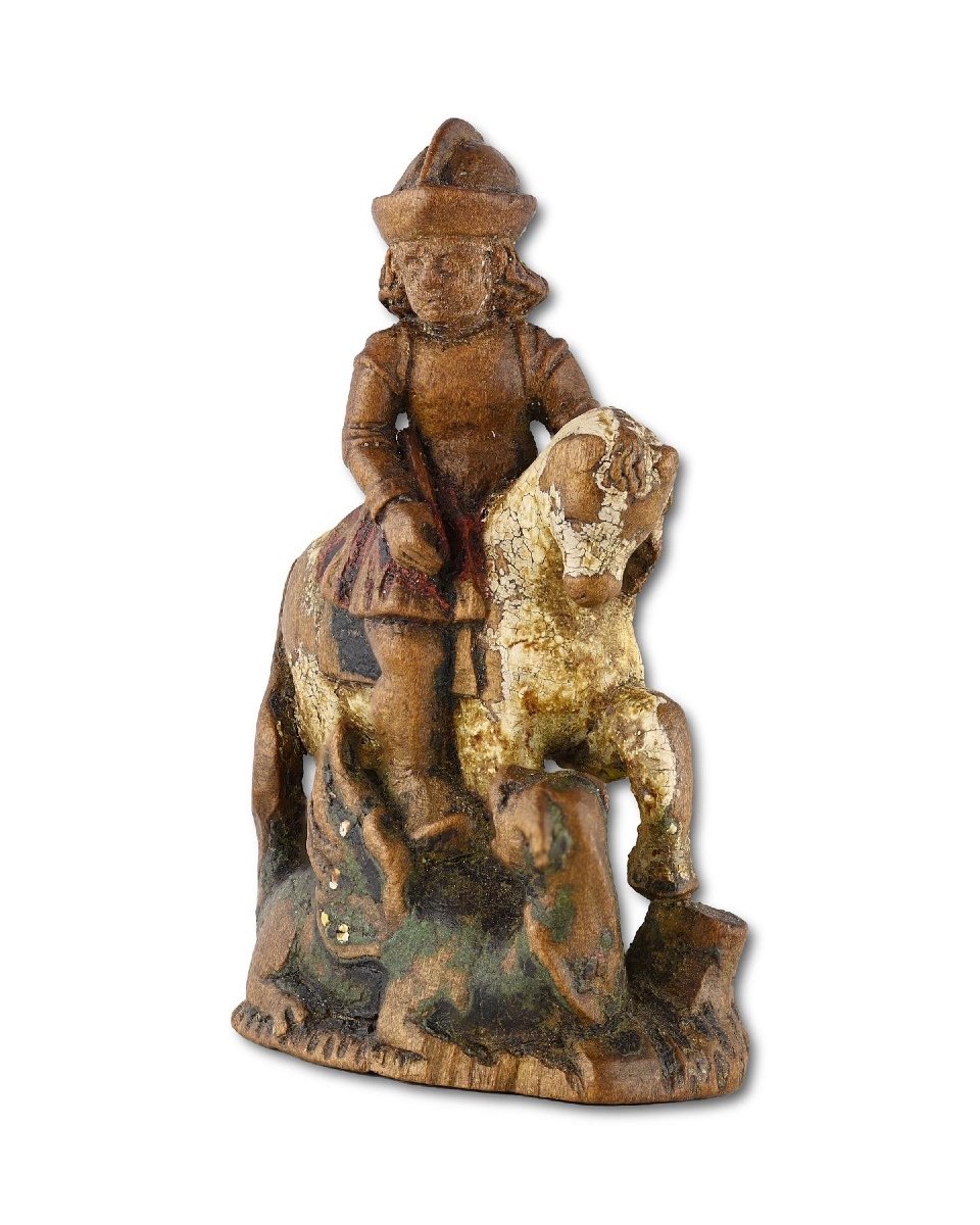 Miniature Chess Piece Of Saint George Slaying The Dragon. German, 16th Century.-photo-3