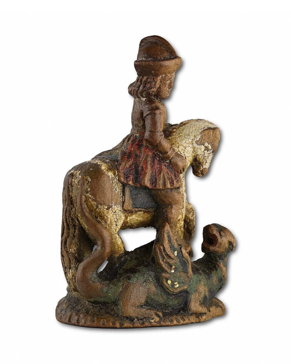 Miniature Chess Piece Of Saint George Slaying The Dragon. German, 16th Century.-photo-4