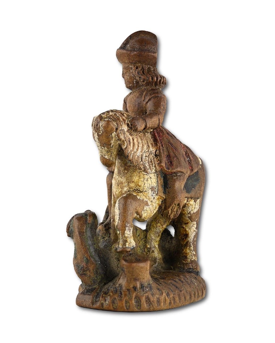 Miniature Chess Piece Of Saint George Slaying The Dragon. German, 16th Century.-photo-5