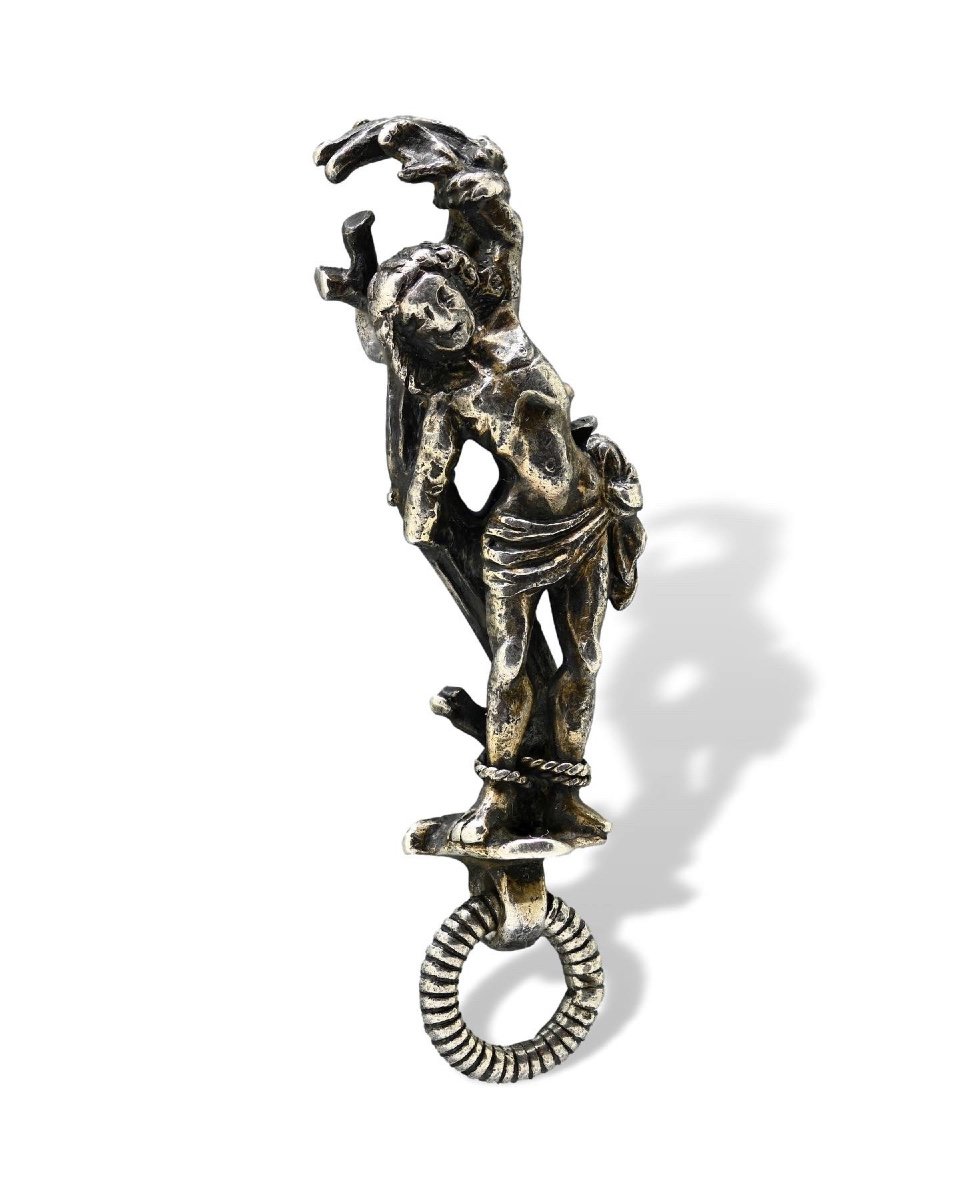 Silver Gilt Pendant With A Figure Of Saint Sebastian. German, 15th Century.-photo-2