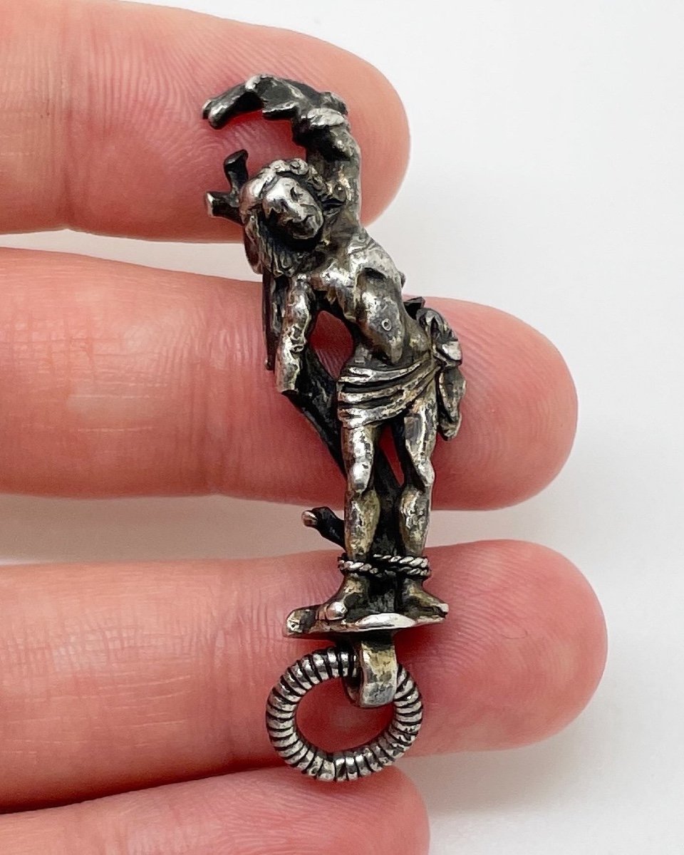 Silver Gilt Pendant With A Figure Of Saint Sebastian. German, 15th Century.-photo-4