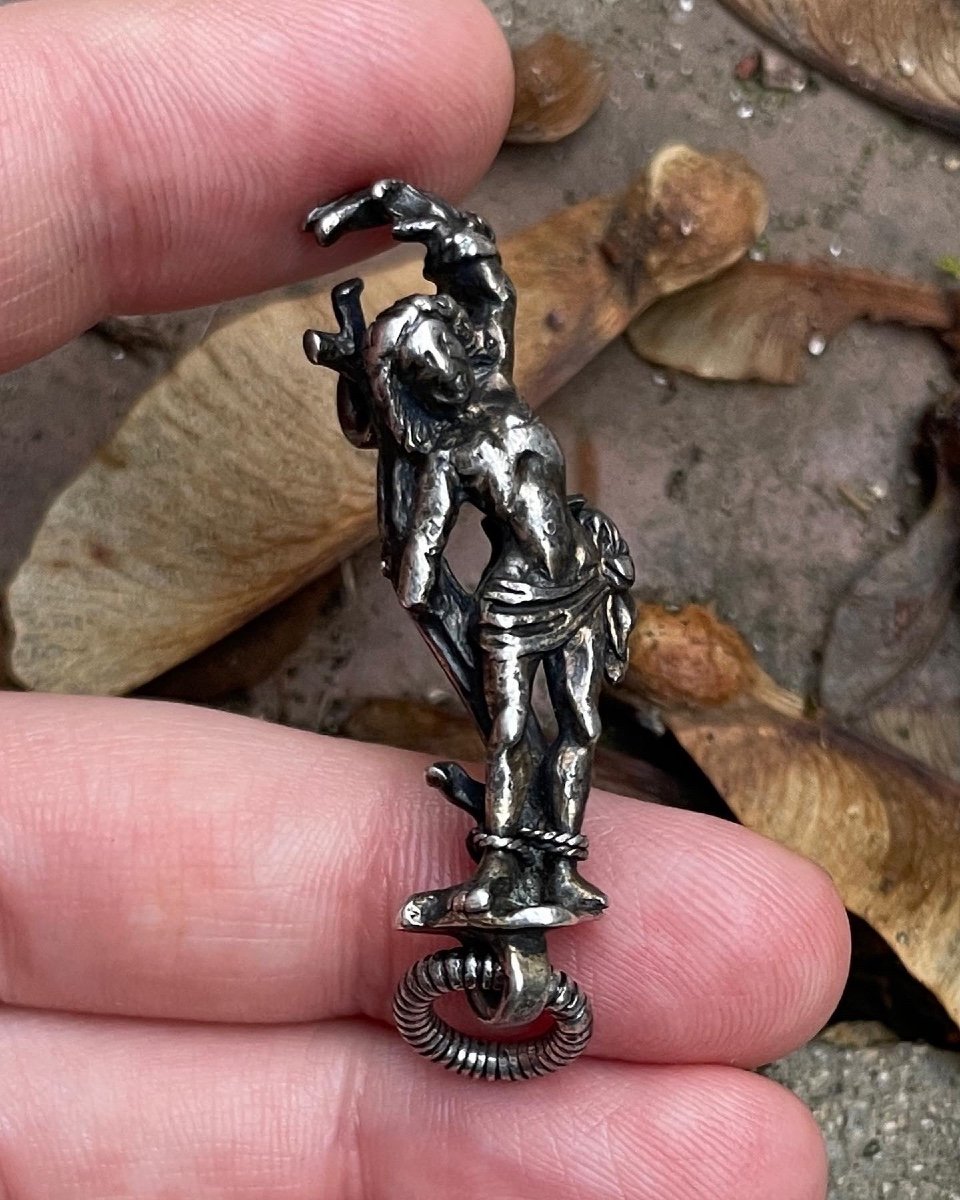 Silver Gilt Pendant With A Figure Of Saint Sebastian. German, 15th Century.-photo-5