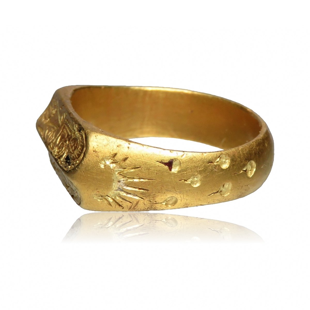 Bague Iconographique Avec Saint Jean Et La Vierge. Anglais, XVe Siècle.-photo-1