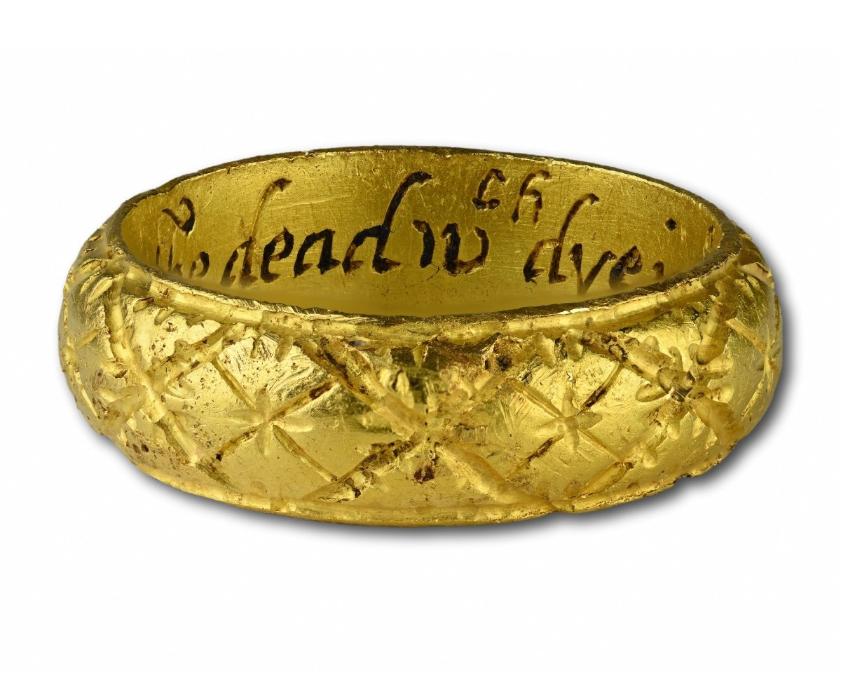 Rare Bague Memento Mori En Or Et émail. Anglais, Début Du XVIIe Siècle.-photo-1