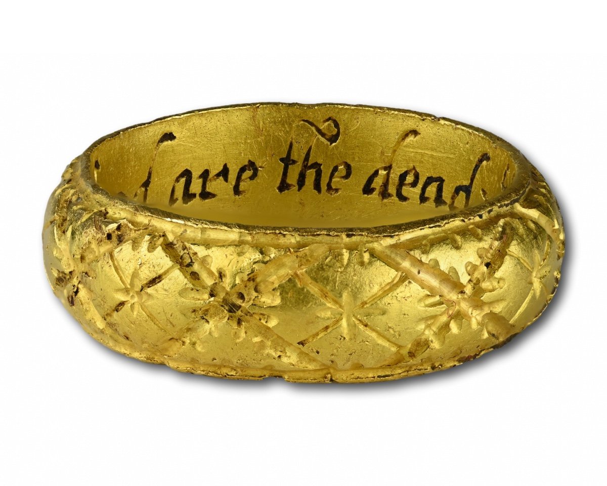 Rare Bague Memento Mori En Or Et émail. Anglais, Début Du XVIIe Siècle.-photo-3