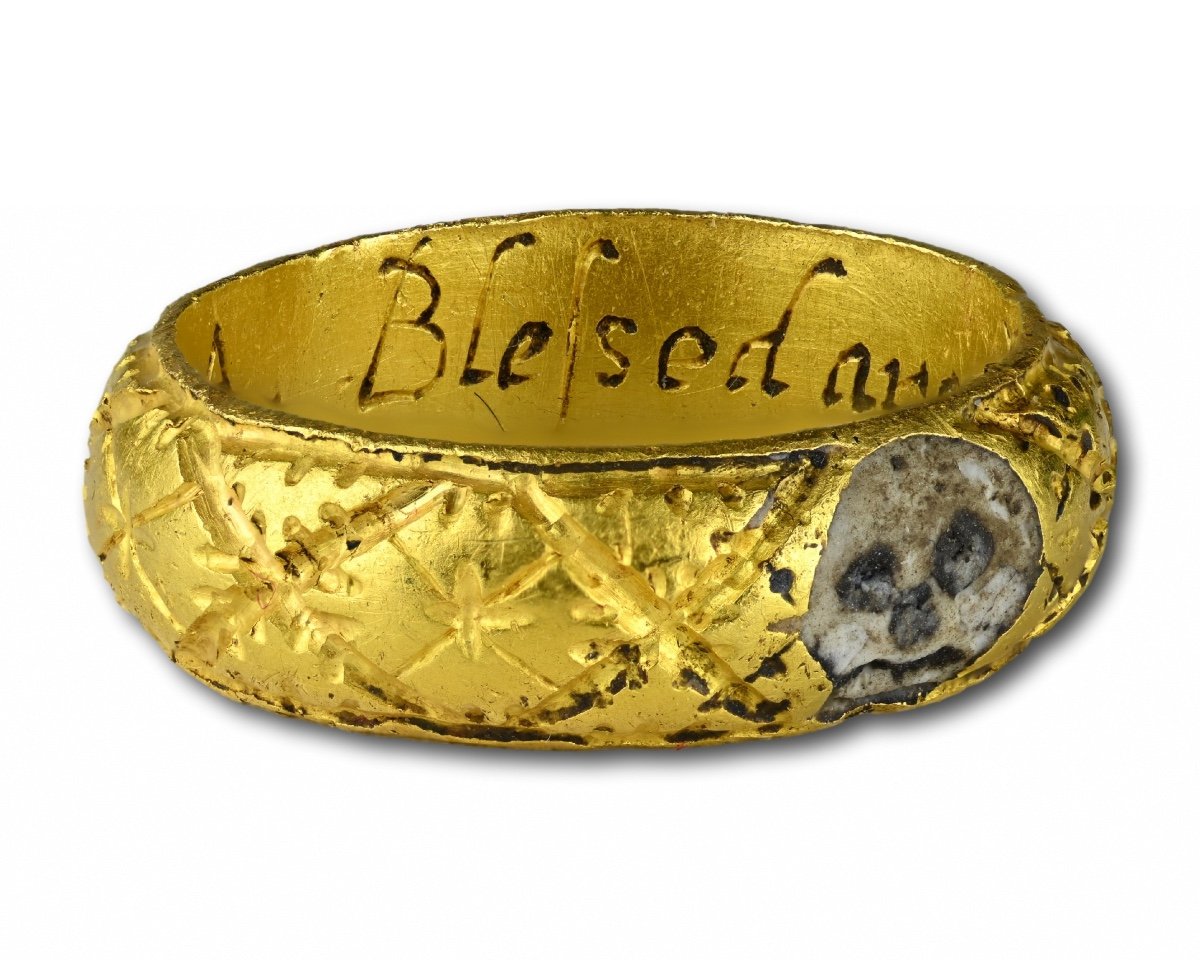Rare Bague Memento Mori En Or Et émail. Anglais, Début Du XVIIe Siècle.-photo-5