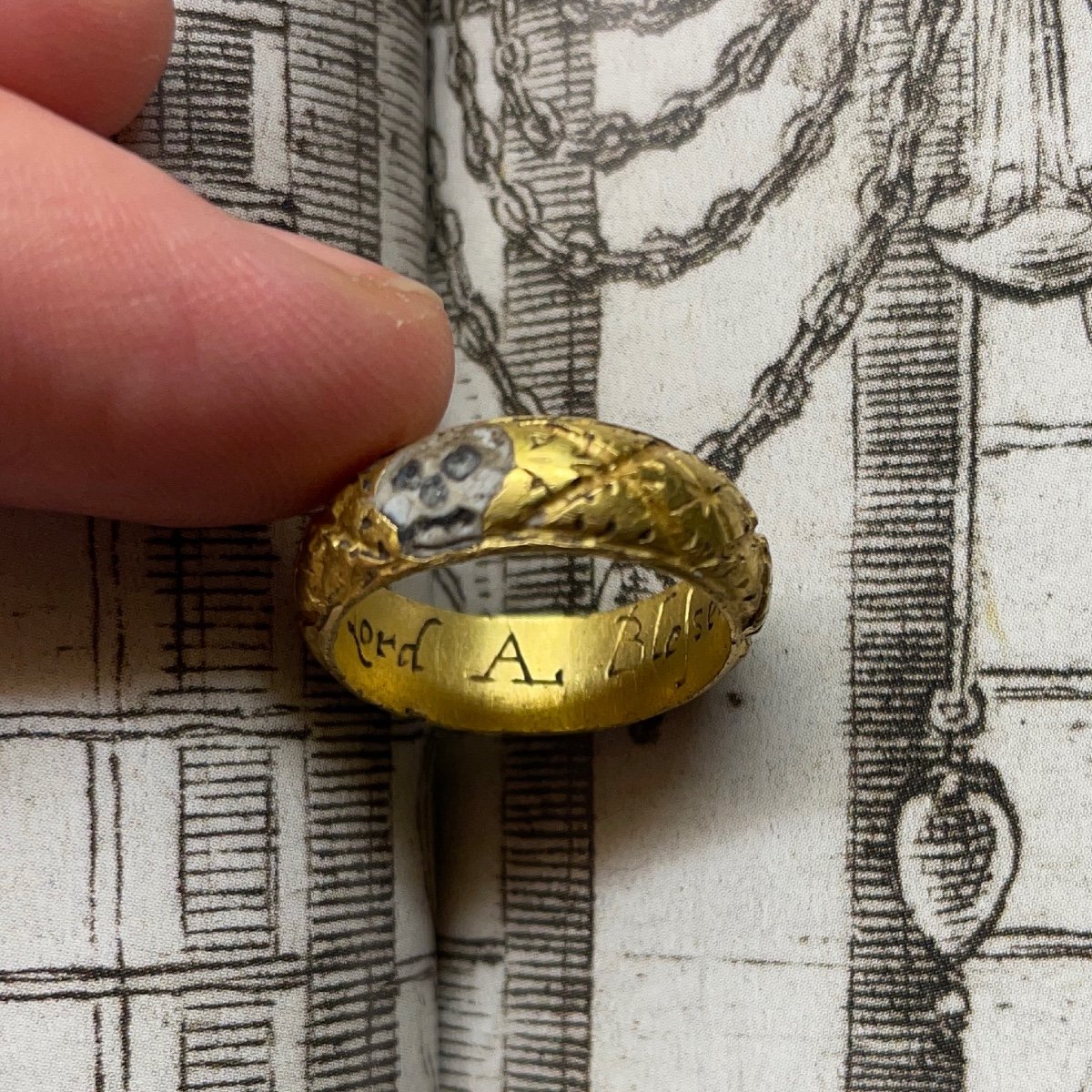 Rare Bague Memento Mori En Or Et émail. Anglais, Début Du XVIIe Siècle.-photo-7