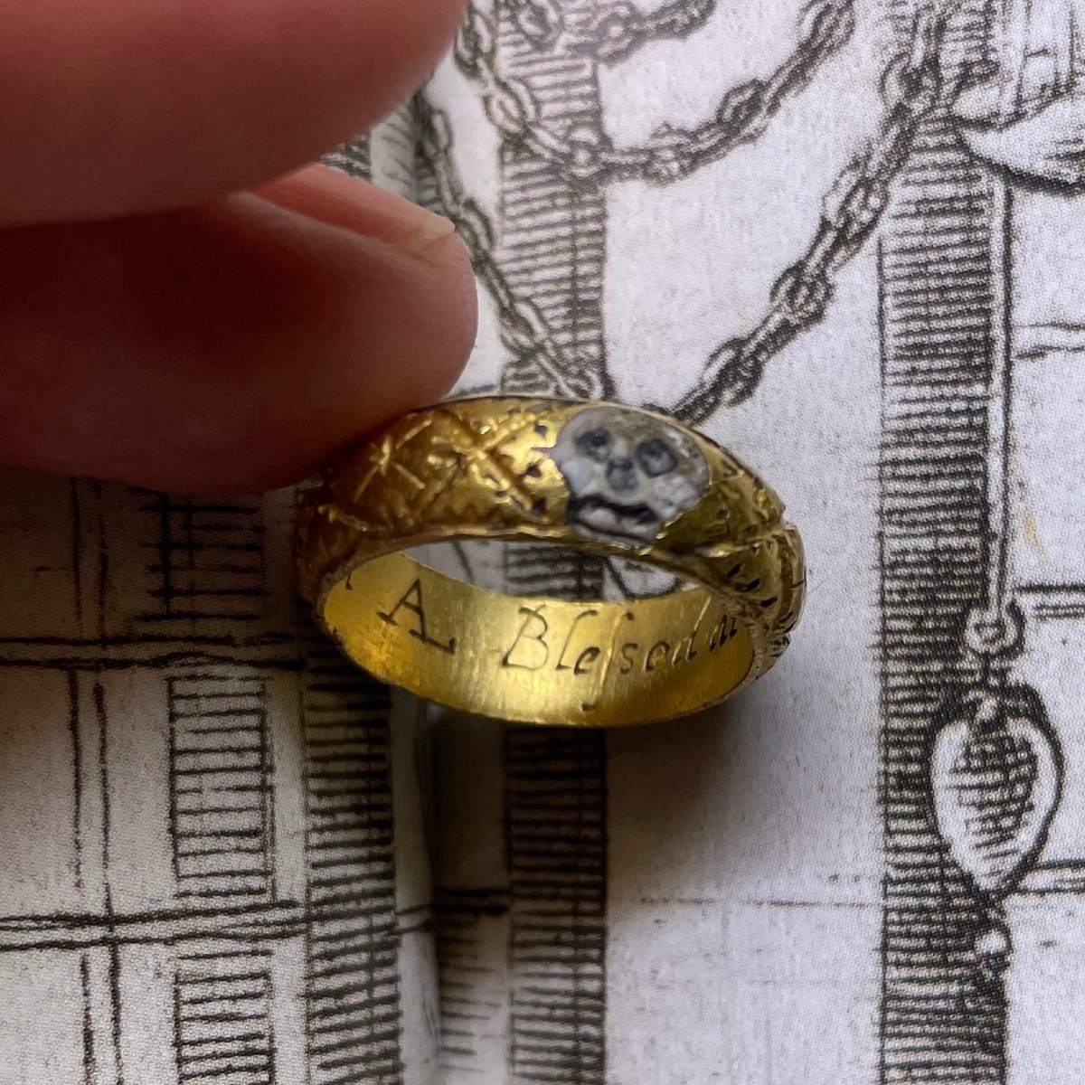 Rare Bague Memento Mori En Or Et émail. Anglais, Début Du XVIIe Siècle.-photo-8